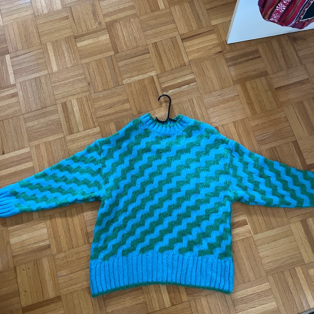 Mango Blue and Green Sweater